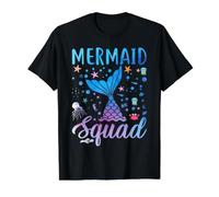 Mermaid Squad of The Birthday Family Matching Girls Women Camiseta gráfica económica, Hombre, Negro, M
