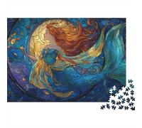 Mermaid Stained Glass Artwork-1 Puzzles Imposible,desafío for Adults Juego Educativo 1000 Piezas Obra De Arte De Juego De para Adultos Y Niños Mayores De 12 Años 52x38cm/1000pcs
