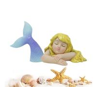 Mermaid Statue, Hand-Painted Resin Fantasy Sculpture Ornament, Decorative Nautical Garden Figure Display for Outdoor Lawn Patio Fence Deck Terrace Yard Seaside Home Décor Accent