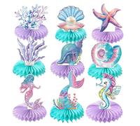 Mermaid Table Decorations - Honeycomb Centerpiece | Sea Theme Tabletop Ornament with Folding Design, Party Display Decor for Birthday Wedding Bridal Shower, Sea Theme Centerpiece