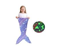 Mermaid Tails Blanket: Unicorn Pattern Glow In The Dark Mermaid Tail Blanket for Kids - Soft Plush Wearable Sleeping Bag for Girls Travel Sleep