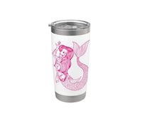 Mermaid Tattoo Vintage Mermaid Art Tattoo Girls Sailor Vaso térmico de acero inoxidable de doble pared