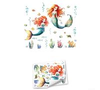 Mermaid Underwater World - Pegatinas de pared que brillan en la oscuridad, paquete de 2 calcomanías de PVC de 30 x 40 cm, decoración luminosa para dormitorio, brillo cómodo nocturno, para habitaciones