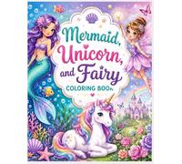Mermaid Unicorn Fairy Coloring Book Printable | Fantasy Coloring Pages for Kids | Instant Download PDF | Girls Activity Book Ages 4-8