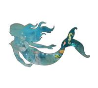 Mermaid Wall Art, Metal Sea Decor, Iron Sea Ornament, Coastal Wall Hanging, for Bathroom Shower Laundry Room Beach Theme Home Decor Nautical Interior Decoration Use 11.81x6.65 Inches