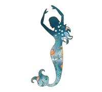 Mermaid Wall Art, Metal Sea Decor, Iron Sea Ornament, Coastal Wall Hanging, for Bathroom Shower Laundry Room Beach Theme Home Decor Nautical Interior Decoration Use 11.81x6.65 Inches