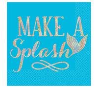 Mermaid Wishes Make A Splash Foil Beverage Napkin - 25cm