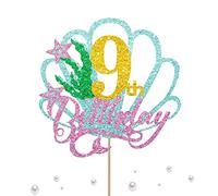 MermaidMermaid One Cake Topper, decoración de pastel de feliz primer cumpleaños para niña, decoración de fiesta de cumpleaños de sirenita, suministros de fiesta temática bajo el mar, purpurina dorada