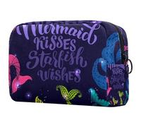 Mermaids Tails - Bolsa de cosméticos para mujer, neceser de viaje, bolsa organizadora de maquillaje grande con cremallera, multicolor, 18.5x7.5x13cm/7.3x3x5.1in, Neceser