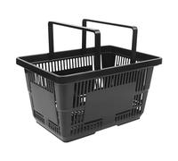 Mermajestic Carrito de compras 12 Uds 28L Plástico grande Cesta de compras Mercado Tienda de comestibles con asas Cajas de almacenamiento apilables negras Cestas Hamper para mercado Tienda de
