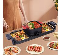 Mermajestic Electric Hot Pot und grill Eléctrico Hotpot - Olla eléctrica 2 en 1, con tapa transparente para interior, coreana, barbacoa, tailandés, fondue, Raclette para 6 personas, 5 velocidades de