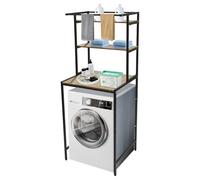 Mermajestic Estantería de almacenamiento de baño con diseño de tres niveles, organizador para lavadoras, ahorra espacio, doble barra tensora de pie, organizador de perchas, barras de gel sin taladrar