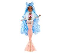MERMAZE MERMAIDZ - SHELLNELLE - Muñeca de Moda Sirena con Cola Que Cambia de Color en Agua Helada y Pelo Azul - Incluye Vestido y Accesorios - Articulada, Puede posar - Coleccionable - Edad: 4+ años
