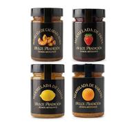 Mermelada Dulce Tradición. Elaboración artesanal. Pack de 4 tarros de 390gr. Calabaza Asada, Naranja, Limón y Fresa. 63% de fruta fresca de temporada. Sin conservantes, ni colorantes.