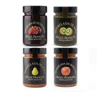 Mermelada Dulce Tradición. Elaboración artesanal. Pack de 4 tarros de 390gr. Frutos Rojos, Kiwi, Manzana y Pera. 63% de fruta fresca de temporada. Sin conservantes, ni colorantes.