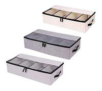 Mermshy Organizador de zapatos multifunción plegable debajo de la cama, caja de almacenamiento con tapa a prueba de polvo, 4 compartimentos