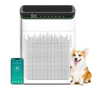 MERONTE Purificador de aire con alergias para hogar, cámara de humo, purificador de aire, CADR 340 m³/h para 157 m³ de cámara de humo, monitor de calidad del aire PM 2.5,1 pack+ 3 mode,blanco