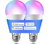 Meross Bombilla Inteligente Compatible con Apple HomeKit, Siri, Alexa, Google Home y SmartThings, Bombilla LED E27 Multicolor, RGBWW, 2700-6500K, Pack de 2