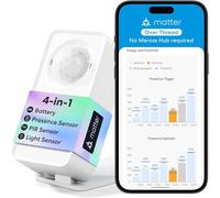 Meross Detector de Presencia Matter Over Thread, Sensor de Movimiento IP67 con Detección de 3 Zonas, Detector de Movimiento Bateria Compatible con Apple HomeKit, Alexa, Google Home