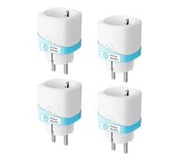 Meross Enchufe Inteligente con Monitor de Energía 16A con Mide el Consumo, WiFi Enchufe con Control Remoto y por Voz, Temporizador, Smart Plug Compatible con Alexa, Google Home y SmartThings, 4 Piezas