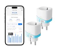 Meross Enchufe Inteligente con Monitor de Energía 16A con Mide el Consumo, WiFi Enchufe con Control Remoto y por Voz, Temporizador, Smart Plug Compatible con Alexa, Google Home y SmartThings, 2 Piezas
