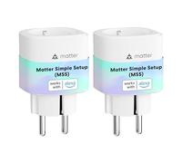 Meross Enchufe Inteligente Matter con Consumo de Energía, WiFi Enchufe con Matter Simple Setup(MSS), Mide Producción de Paneles Solares, Soporte para Alexa, Apple Home y Google Home, 2 Unidades