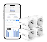 Meross Enchufe Inteligente WiFi con Medición de Consumo y Temporizador, 16A | Tomada Inteligente Compatible con Alexa y Google Home, Control Remoto por APP & Voz, Ahorro Energético, Bluetooth, 4 Pack