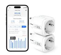 Meross Enchufe Inteligente WiFi con Medición de Consumo y Temporizador, 16A | Tomada Inteligente Compatible con Alexa y Google Home, Control Remoto por APP & Voz, Ahorro Energético, Smart Home, 2 Pack