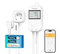 Meross Inteligente Enchufe de Digital Termostato con Sonda, WiFi Controlador de Temperatura para Acuarios, Incubación, Plantas de Invernadero, Compatible con Apple HomeKit, Alexa y Google Home