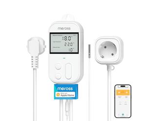 Meross Inteligente Enchufe Termostato con Sonda, 16A WiFi Controlador de Temperatura Digital para Acuarios, Incubación, Plantas de Invernadero, Compatible con Apple HomeKit, Alexa y Google Home