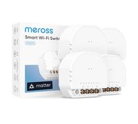 Meross Interruptor Inteligente Matter 4 Piezas, Cable Neutro Requerido, Control de Luz y Monitoreo Consumo Eléctrico, Compatible con Apple HomeKit, Alexa, Google Home y Home Assistant