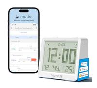Meross Matter 10-en-1 Termómetro Higrómetro Inteligente(Requiere Hub) - Estacion Meteorologica WiFi Interior con Pantalla, Automatización y Alertas,Compatible con Apple HomeKit, Alexa y Google Home