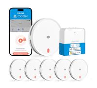 Meross Matter Detector de Humo Conectado, 6 Unidades con Hub MSH450