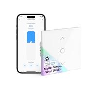 meross Matter Interruptor Persiana Inteligente WiFi 80x80mm, Compatible con Apple HomeKit Siri, Alexa y Google Assistant, Control por Porcentaje, App, Voz y Programación (Necesita Cable Neutro)