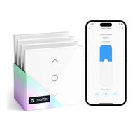 meross Matter Interruptor Persiana Inteligente WiFi 80x80mm, Compatible con Apple HomeKit Siri, Alexa y Google Assistant,Control por Porcentaje, App, Voz y Programación (Necesita Cable Neutro)