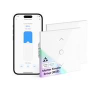 meross Matter Interruptor Persiana Inteligente WiFi 80x80mm, Compatible con Apple HomeKit Siri, Alexa y Google Assistant,Control por Porcentaje, App, Voz y Programación (Necesita Cable Neutro)