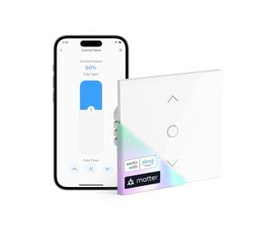 meross Matter Interruptor Persiana WiFi 80x80mm, Compatible HomeKit/Alexa/Google, Control Porcentaje/Voz/App/Programación, Control Local sin Internet, Respuesta Milisegundos (Necesita Neutro)