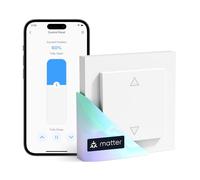Meross Matter Smart Interruptor de persiana WiFi con temporizador y mando a distancia, compatible con HomeKit, Alexa, Home Assistant y Google Home, 55 x 55 mm - Control inteligente de persianas/toldos