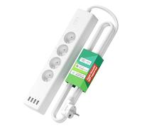 Meross - Regleta conectada (FR), 16 A, Conector WiFi Compatible con Alexa y Google Home, Multitoma programable (4 Tomas de CA y 4 Puertos USB) con función de Tiempo y Control Remoto