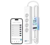 Meross Regleta Enchufes Matter USB-C Carga Rápida 30W | Enchufe Inteligente, Medición Energía, Control por Voz, Sin Suscripción, con HomeKit, Alexa, Google, Home Assistant,16A, 1,8m