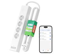 Meross Regleta Inteligente WiFi Inteligente con 4 Enchufes y 4 Puertos USB, Función Temporizador de Protección contra Sobrecarga, Compatible con Alexa, Google