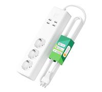 meross Regleta italiana Alexa multienchufe inteligente con USB WiFi con 3 tomas CA 4 puertos USB, enchufe inteligente protección contra sobrecarga, compatible con SmartThings, Alexa, Google y App