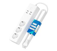 Meross Regleta Italiana con HomeKit Inteligente 16A Smart WiFi con 3 Schuko 4 Puertos USB, protección contra sobrecarga, Compatible con HomeKit, Alexa, Google Home, SmartThings