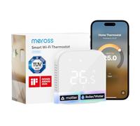 Meross Termostato Calefaccion WiFi Matter, Termostato WiFi Caldera Gas Condensación, Compatible con Alexa, Google Assistant y Siri, Sensor Externo, Detección Ventana Abierta, Bajo Consumo Programable