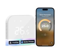 Meross Termostato Calefaccion WiFi Matter, Termostato WiFi Caldera Gas Condensación, Compatible con Alexa, Google Assistant y Siri, Sensor Externo, Detección Ventana Abierta, Bajo Consumo Programable