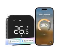 Meross Termostato Calefaccion WiFi Matter, Termostato WiFi Caldera Gas Condensación, Compatible con HomeKit, Alexa Google Siri, Sensor Externo, Detección Ventana Abierta, Bajo Consumo Programable