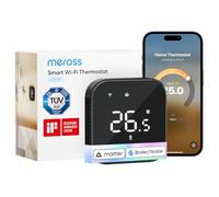 Meross Termostato Calefaccion WiFi Matter, Termostato WiFi con HomeKit | Compatible con HomeKit, Alexa Google Home, y Home Assistant, Detección Ventana Abierta, Bajo Consumo Programable, Negro