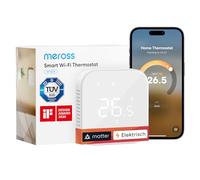 Meross Thermostat Matter, Sprachsteuerung und Zeitplan, 16A, 86x86x48mm | WLAN Elektrische Heizungsthermostat, Smart Raumthermostat kompatibel mit Apple HomeKit, Home Assistant, Alexa und Google