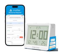 Meross WiFi Termómetro Higrómetro Inteligente con Gran Pantalla, Sensor de Temperatura Humedad Soporta Alerta y Notificación, Compatible con Matter, Apple HomeKit, Alexa y Google Home (Requiere Hub)