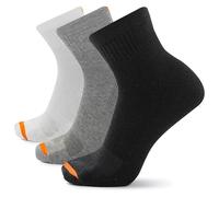 Merrell Calcetines unisex acolchados de algodón para hombre y mujer, paquete de 3 pares, zonas de malla transpirable, Negro/blanco/gris, M-L
